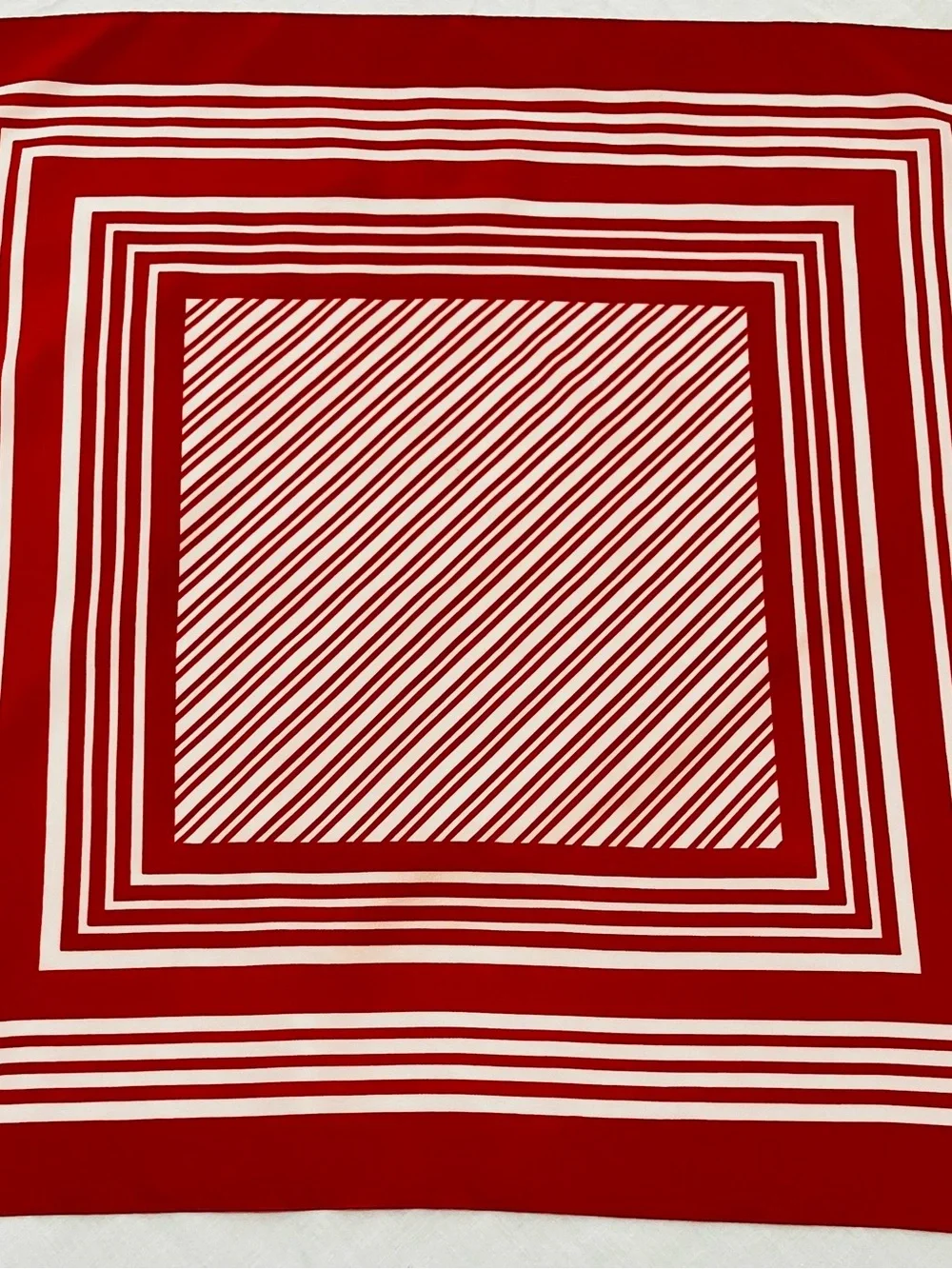70s Red and White Striped Square Scarf